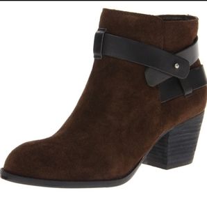 Dolce Vita Jaxen Brown Suede Ankle Boot Stacked Heel Size 7.5